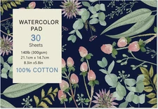 30 Sheets Watercolor Paper Pad, A5 (8.3 X 5.8) Hot Press Watercolor Paper, 140 L