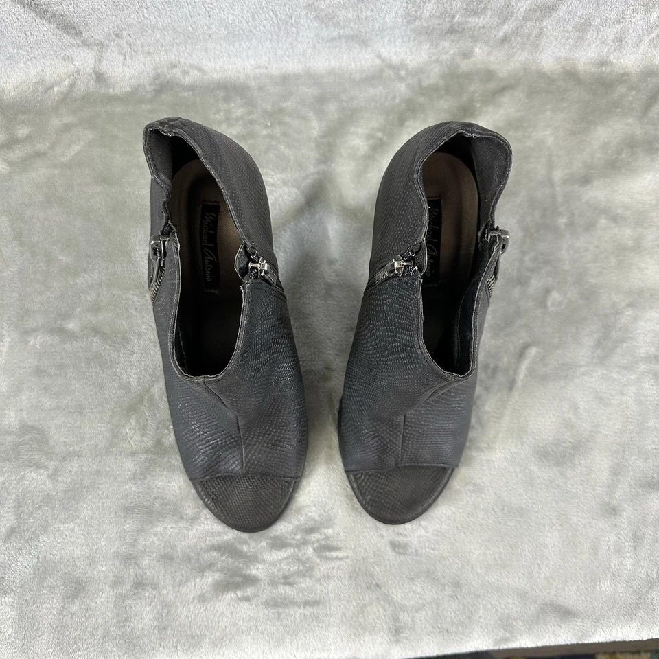 Michael Antonio 踝靴女式 9 黑色浮雕蛇露趾高跟鞋 — 第 4/4 张图片