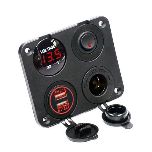 12V Car Cigarette Lighter Socket Dual USB Port Charger Voltmeter Panel Boat - Picture 39 of 66