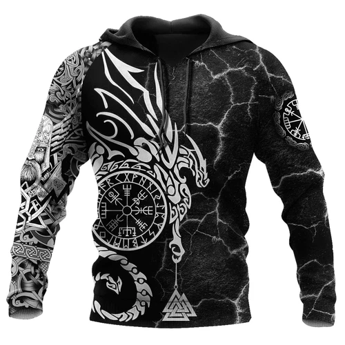 Herren Grafik Hoodie Wikinger Sweatshirt Oberteil Street Style Mode cool nordisches Design - Bild 18 von 36