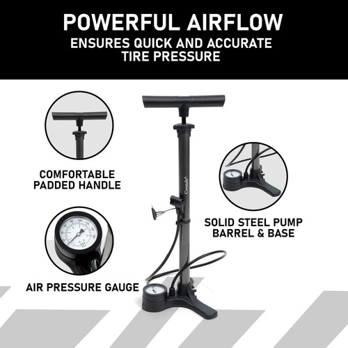 Cycling Mountain Bike Foot Floor Pump Gauge & 160 PSI Fits Presta Schrader - Picture 3 of 10