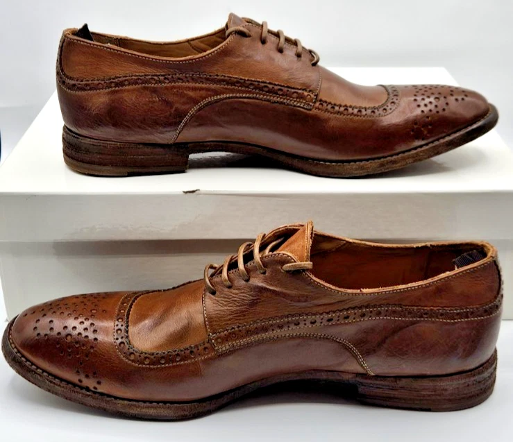 RARA scarpe Oxford Alexander McQueen da uomo in pelle marrone con lacci EU42 5 US9 5