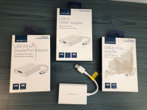 Lot Of 3X Insignia- USB to VGA Adapter - White NS-PCA3V