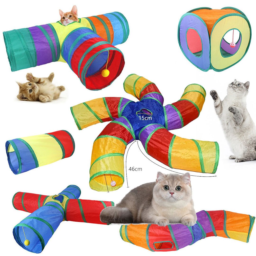 Alicedreamsky Collapsible Cat Tunnel – 3-Way Play Tube With Rattle Ball, For Cats & Small Pets - View #5