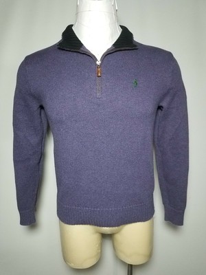 Polo Ralph Lauren Medium M Purple Ribbed Knit Men's 1/4 Zip Sweater Shirt | eBay