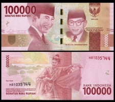 INDONESIAN RUPIAH 100,000 X 10 = 1 MILLION (1,000,000) IDR CIRCULATED INDONESIA