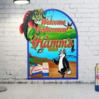 Rare Hamm's Beer Die Cut Fishing Vintage Style Bar Garage Advertising Metal Sign