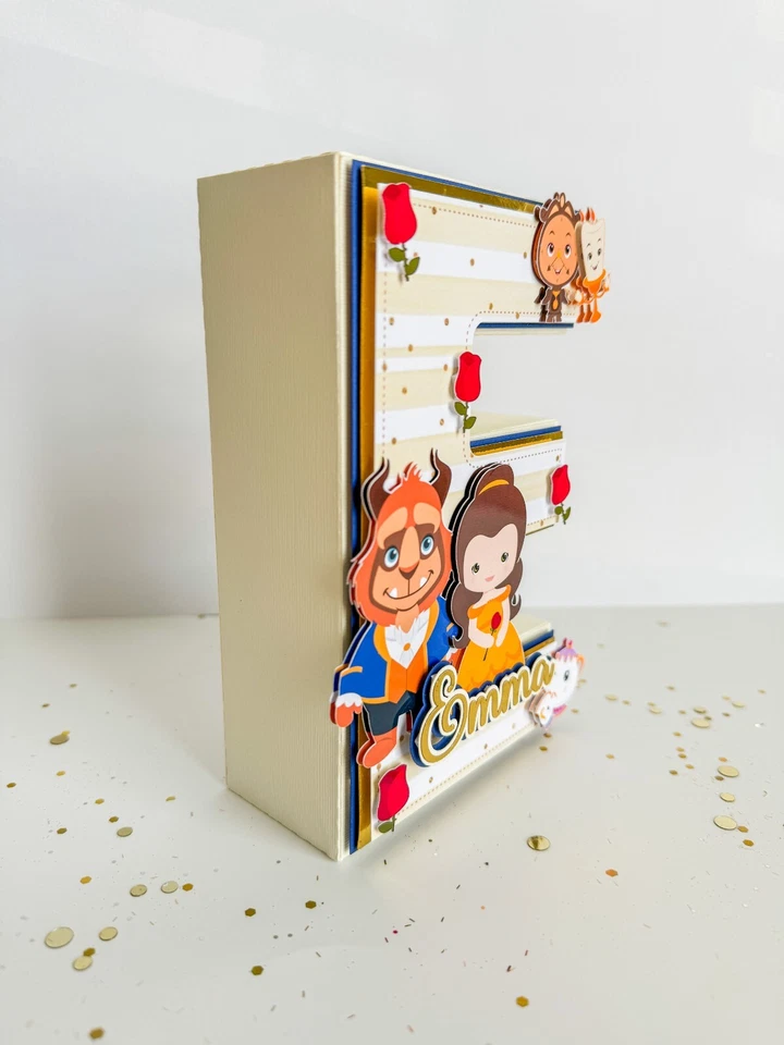 La Bella y la Bestia - Letras 3D, Fiesta de Cumpleaños, Decoración de Fiesta Infantil Foto 2 de 4