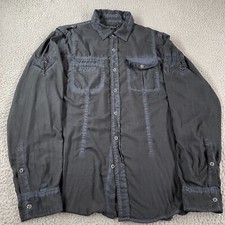 Affliction Shirt Mens Large Black Premium 73 Embroidered Button Up Long Sleeve