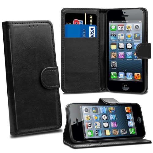 Funda Tipo Cartera de Cuero Magnético Para IPHONE Se 5S + Protector Pantalla eBay