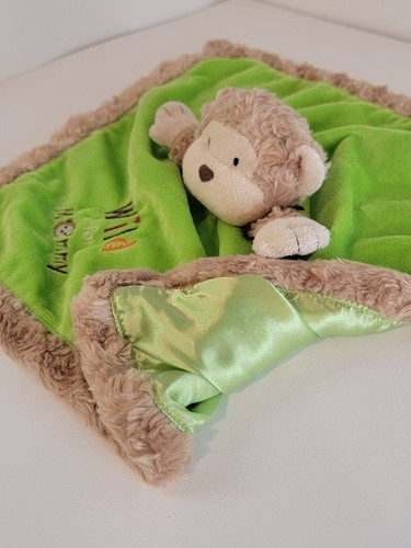 OKIE DOKIE WILD FOR MOMMY MONKEY BABY LOVEY SECURITY BLANKET WITH RATTLE SATIN - Picture 6 of 6