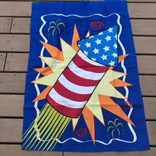 garden flag Firecracker 4th Of July Rocket Indoor Outdoor 29  X41  