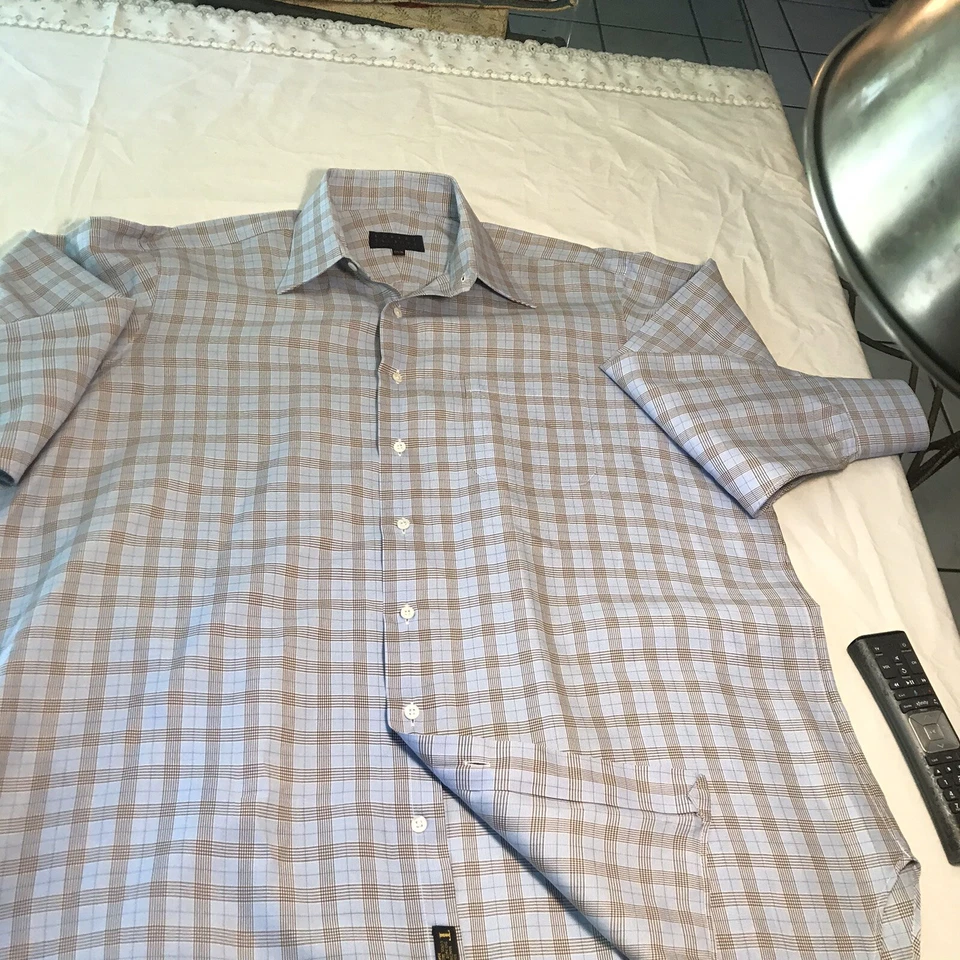 Camisa de vestir a cuadros para hombre Robert Talbott "Best In Class" talla 17-35 Foto 3 de 4