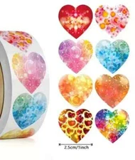 100 Hearts ASSORTED 1" ENVELOPE STICKERS LABELS SEALS Love Pink Thank You