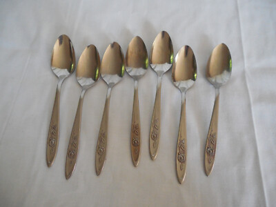 Oneida community My Rose stainless steel flatware 7pc teaspoons