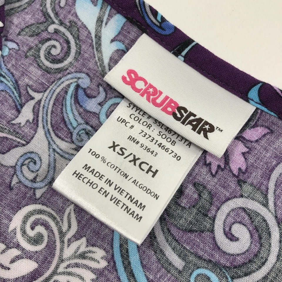 Scrubstar Scrub Top Graphic Printed Purple Blue  Women’s XS - Image 3 of 3