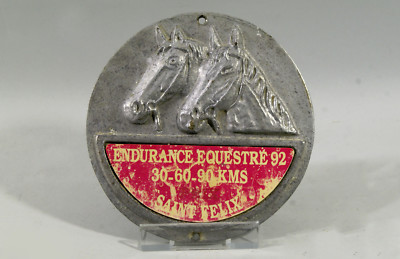 Plaque De Concours Hippique – Alu Ronde – Endurance 1992 – Fabriquée En France