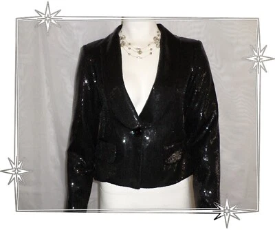 ① - Joli Blazer Habillé Noir Petites Paillettes Morgan Taille 38 - Photo 1/4