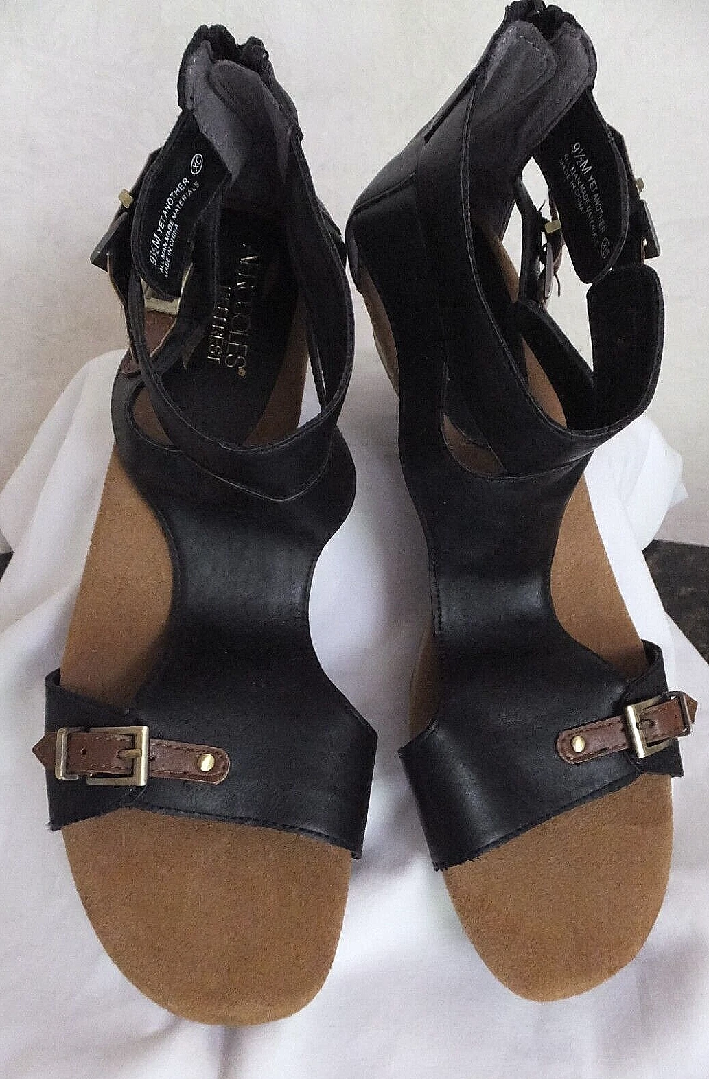 ADIDAS Scarpa sandalo gladiatore aerosols tacco ancora un altro nero marrone taglia 9 5 M