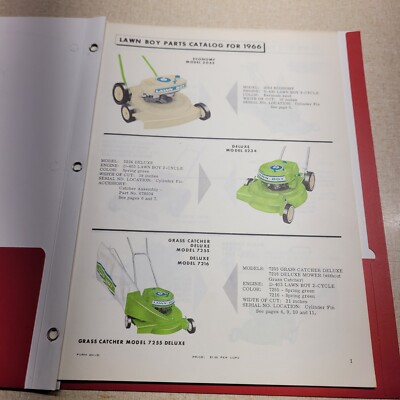 1966 Lawn-Boy Parts Catalog Engine Book Numbers Diagrams Push Mower Snowblower