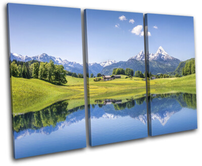 Swiss Alps Mountain Lake Landscapes TREBLE Leinwand Kunst Bild drucken