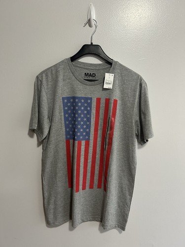 Gray Patriotic American Flag T Shirt Men’s Medium Cotton Mad Engine - Bild 6 von 8