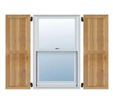 16-1/8" x 36" Timbercraft Rustic Wood Three 5-3/8" Framed Board Shutters (Pair)