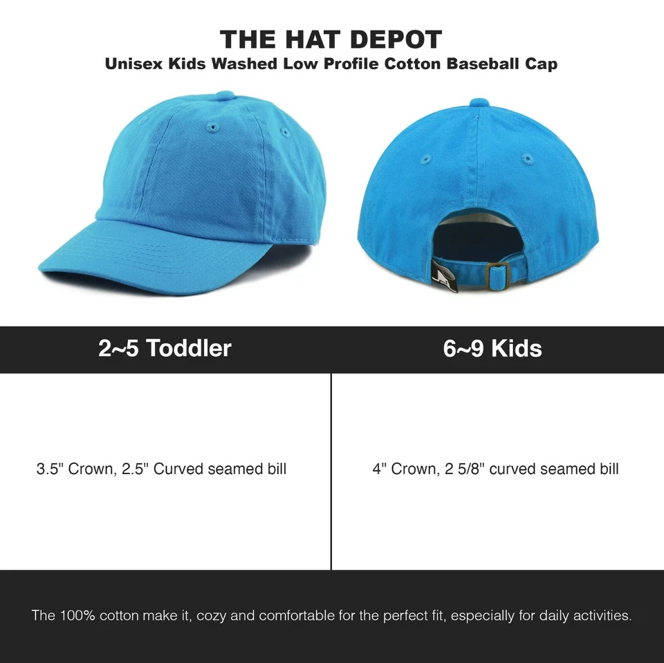 Gorra de béisbol lisa de bajo perfil de algodón lavado y mezclilla para niños Foto 2 de 4