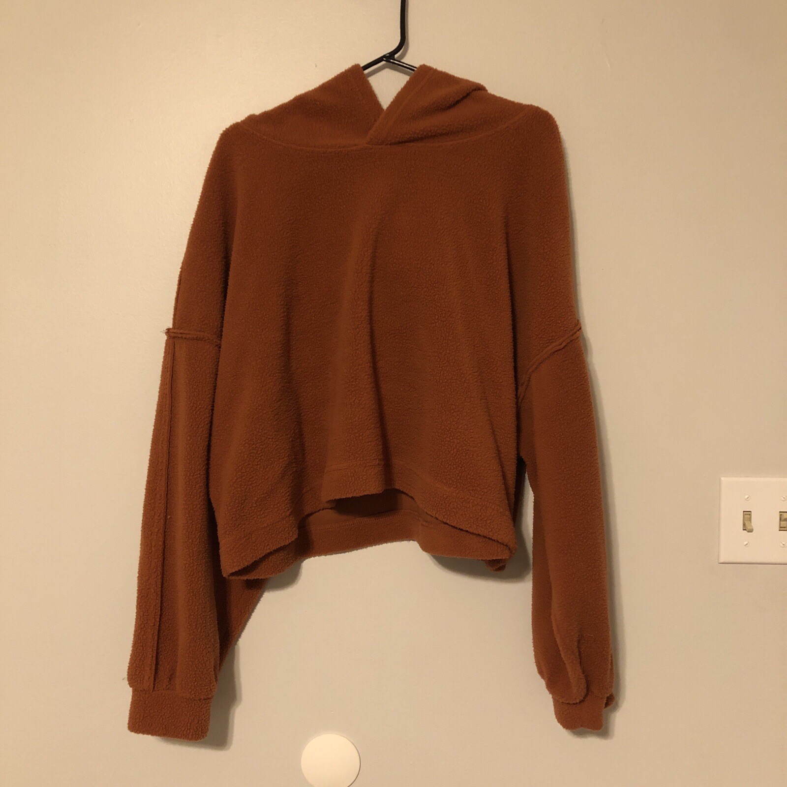 Double Zero Cropped Fleecy Rust Orange Hoodie - image 1