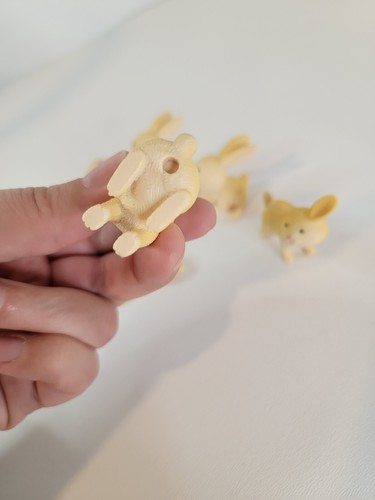 Set of 6 Plastic Easter Bunny Cake Topper Decorations 2" tall - Afbeelding 4 van 4