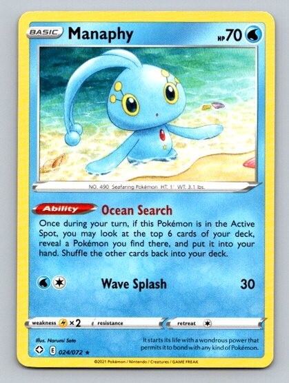 2021 Pokemon Card Shining Fates Manaphy 24/72