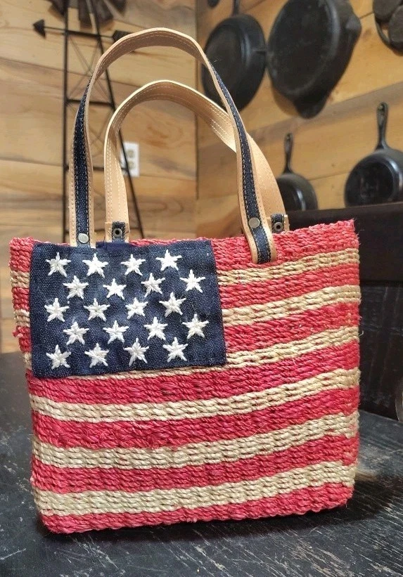 American Smith Patriótico American Woven Bolso de Paja Bandera de EE. UU. Monedero Foto 2 de 4