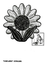 Crocheted Sunflower Potholder Pattern Reprint 