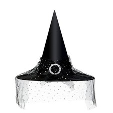 Halloween Witch Hat for Women, Mesh Lace Fancy Dress Wizard Costume Accessory...