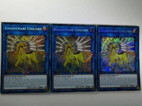 3 x Knightmare Unicorn RA01-EN043 Secret Rare 1st Edition YuGiOh Playset NM