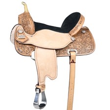 Western Horse Saddle Hilason In American Leather Flex Tree Barrel Trail