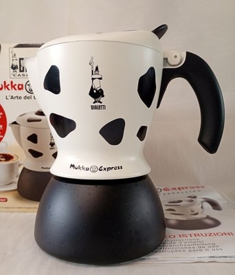 Vintage Bialetti Mukka Express 2-Cup Stovetop Cappuccino Maker  Iconic Cow Print