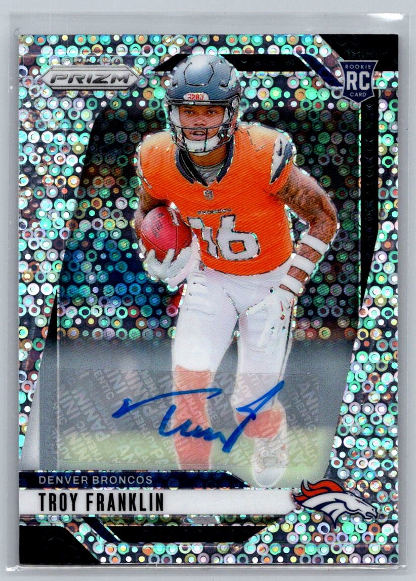 2024 Panini Prizm #393 Troy Franklin Rookie Autographs No Huddle Prizm Broncos