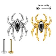 1,2mm Spinne Schwarze Kristall Titan Gold Labret Ohr Helix Lobe Piercing Stecker