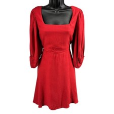 Band of the Free Josette Aurora Red Puff Sleeve Tie Open Back Mini Dress NWT S