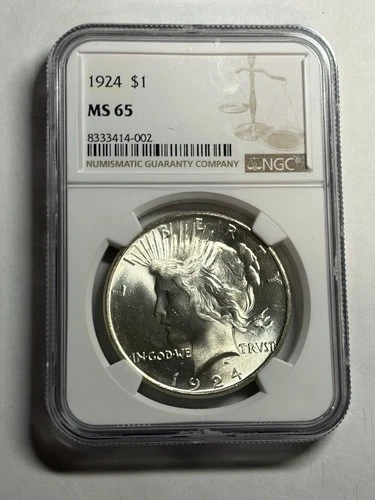 1924 Peace Silver Dollar NGC MS65 Frosty Blast White Nice Grade