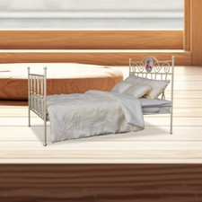 Letto in ferro 1:6 con materasso Letto singolo per vetrina regalo Micro