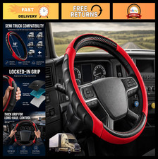 18 Heavy Duty Semi Truck Steering Wheel Cover - Anti-slip Leather Grip For Big