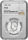 1964 50c Silver Proof Kennedy Half Dollar NGC Graded PF 68 with New Holder