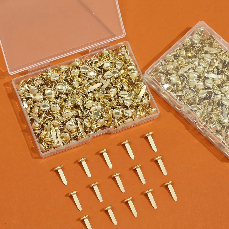Brass Fasteners,300 Pcs Brads for Paper Crafts,Small Brads Metal Gold Brads for - Image 2 of 4
