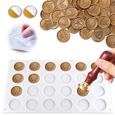 Silicone Wax Seal Mat, 24-Cavity Wax Sealing Mat with 60Pcs Removable Sticky Dot