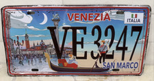 Italia VENEZIA Souvenir Auto TARGA VE3247 SAN MARCO GONDOLA 12"x6" Venezia