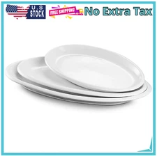 Large Serving Platter, 16/14/12 Platters Oven Safe, White Serving Oval