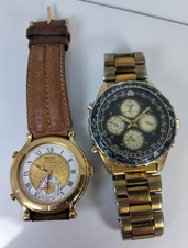 Seiko Age of Discovery 8M25-7100 + 7T34 Flightmaster Gold Watch Lot Parts Repair