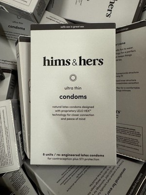 20 PACK! Boxes of 8: hims & hers Ultra Thin Natural Latex Condoms (Exp 2/27)